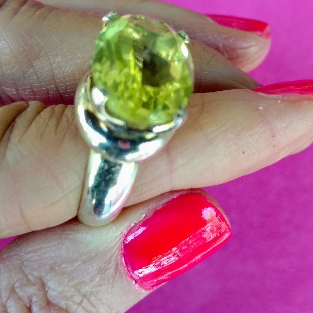 New! Lemon quartz and sterling silver ring - Picture 4 of 4